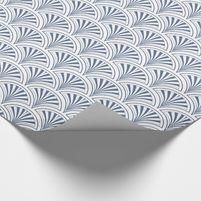 Blue Deco Fans Pattern Wrapping Paper (Corner)