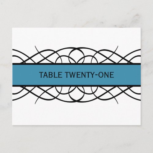 Blue Deco Flourish Table Number Postcard