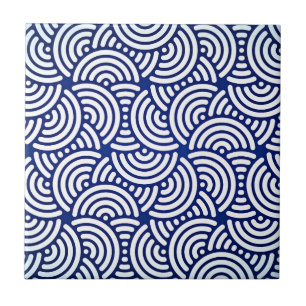 Blue Deco Japanese Curve Ceramic Tile