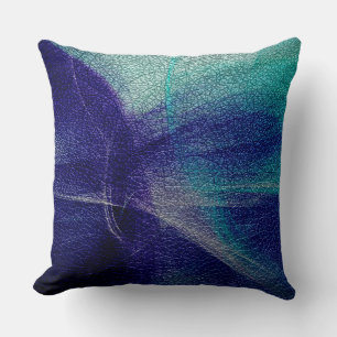 Blue Deco Leather Look Throw Pillow
