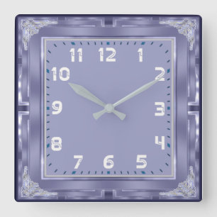 Blue Deco Square Wall Clock