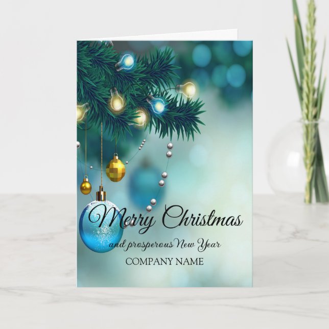  Blue decorationNew Year's candles and Christmas  Holiday Card (Front)