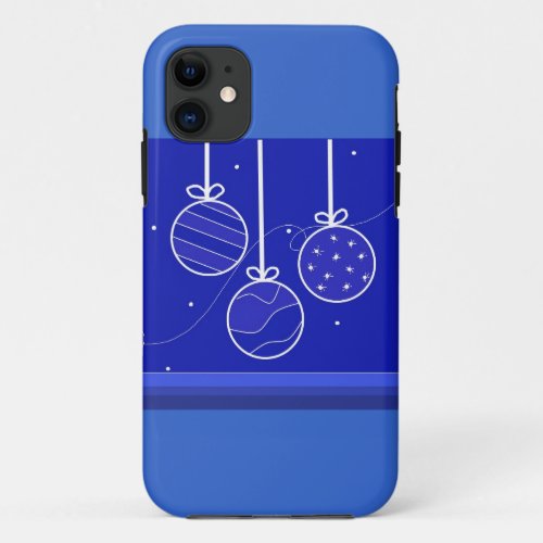 Blue Decorations Christmas Design iPhone 11 Case
