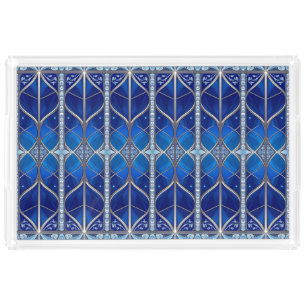 Blue Decorative Acrylic Vanity Tray