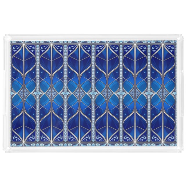 Blue Decorative Acrylic Vanity Tray (Front)