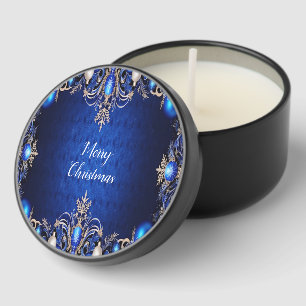 Blue Decorative Christmas Holiday Mini Candle Favors