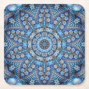Blue Decorative Christmas Holiday Paper Coaster