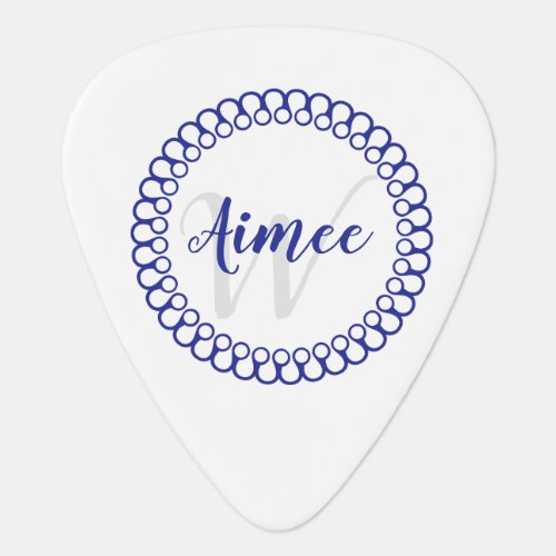 Blue Decorative Circle Monogram Guitar Pick