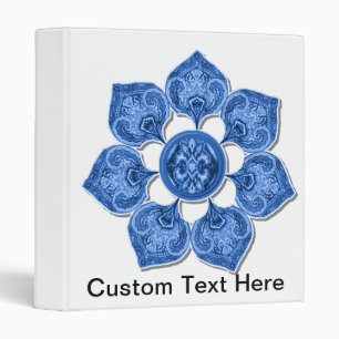 Blue Decorative Fabric Cutout Flower 3 Ring Binder