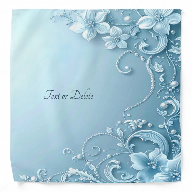 Blue Decorative Floral Bandana (Front)