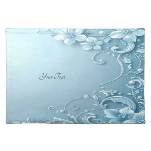 Blue Decorative Floral Cloth Placemat