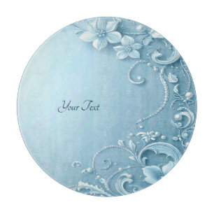 Blue Decorative Floral Cutting Board