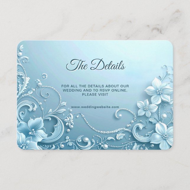 Blue Decorative Floral Detail Enclosure Card (Front)