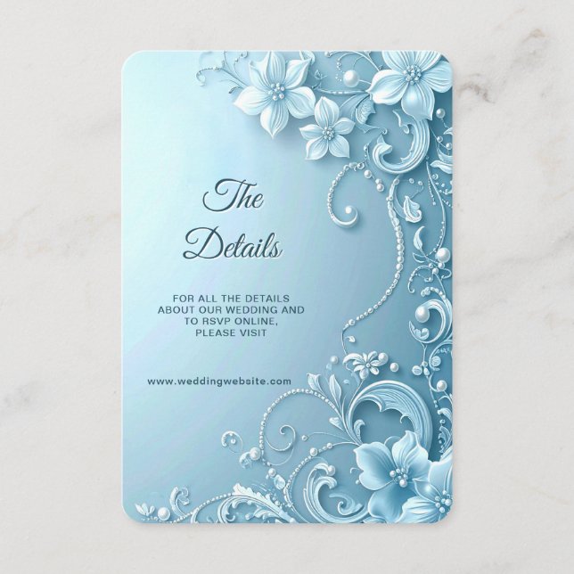 Blue Decorative Floral Detail Enclosure Card (Front)