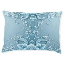 Blue Decorative Floral Dog Bed
