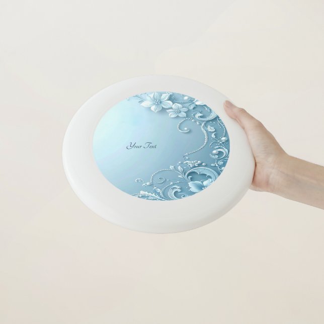 Blue Decorative Floral Frisbee (In Hand)