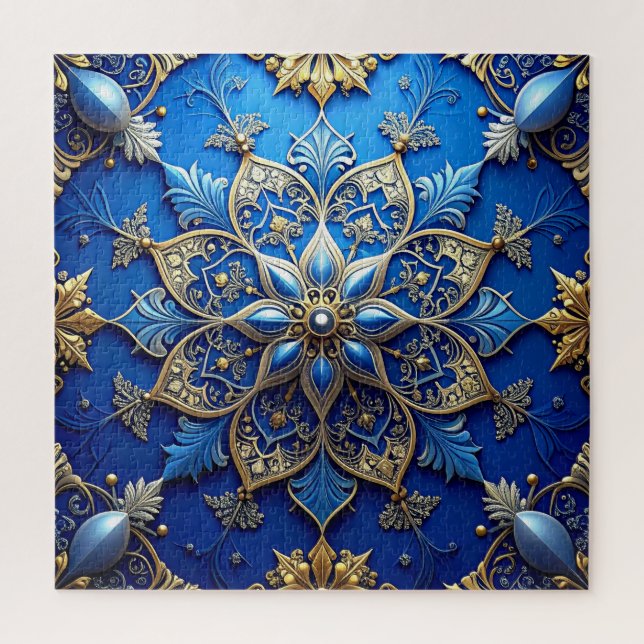 Blue Decorative Floral Jigsaw Puzzle (Vertical)