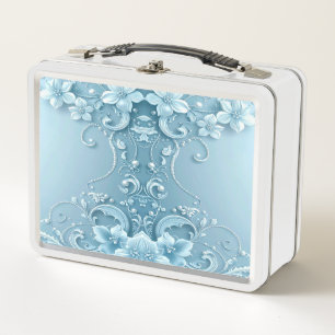 Blue Decorative Floral Lunchbox