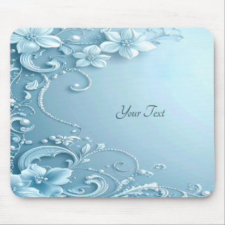 Blue Decorative Floral Mousepad