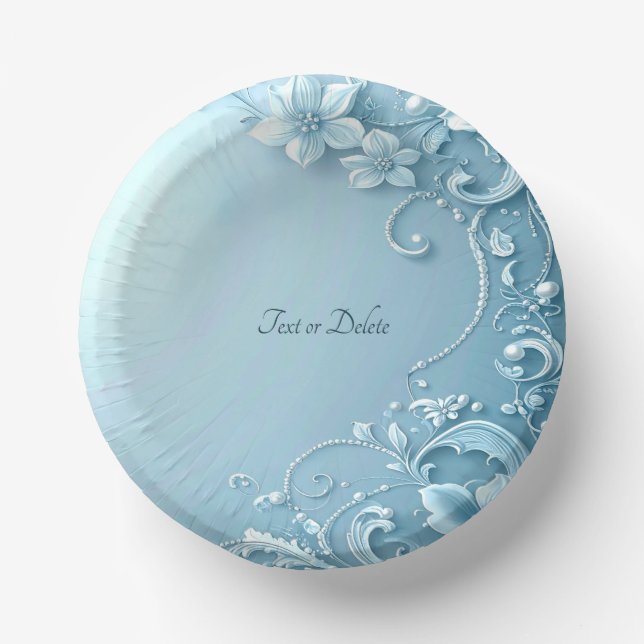 Blue Decorative Floral Paper Bowls (Front)