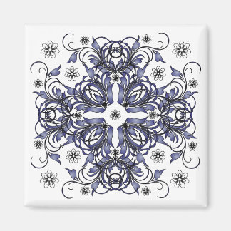 blue decorative floral pattern magnet