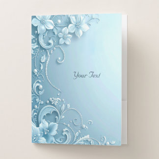 Blue Decorative Floral Pocket Folder