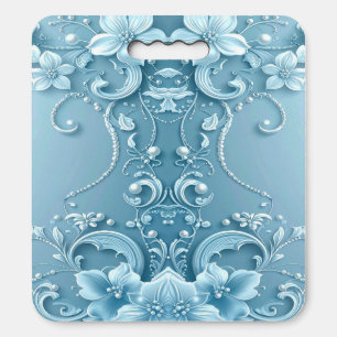 Blue Decorative Floral Stadium Seat Cushion