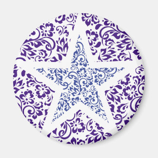 blue decorative floral star magnet