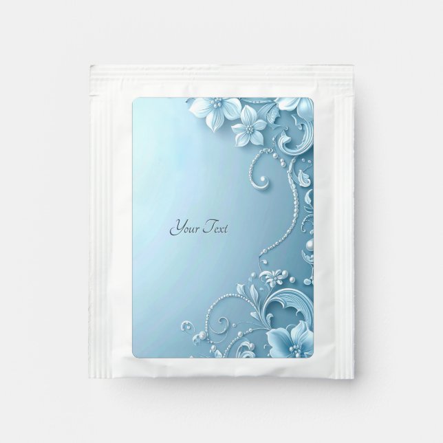 Blue Decorative Floral Tea Bag Drink Mix (Front)