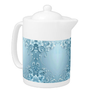 Blue Decorative Floral Teapot