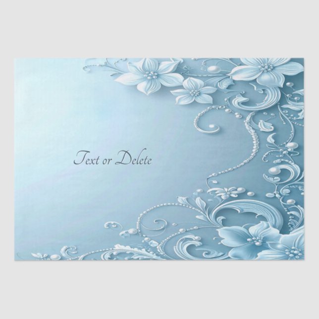 Blue Decorative Floral Tissue Paper (Front)