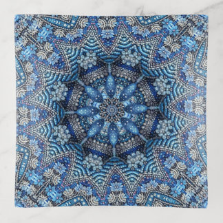 Blue Decorative Floral Trinket Tray