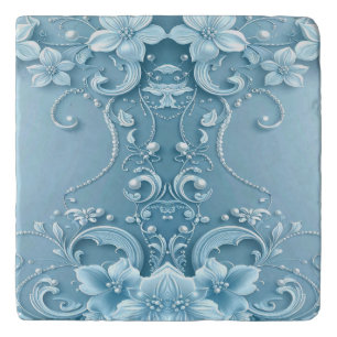 Blue Decorative Floral Trivet
