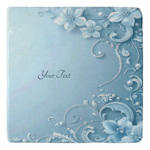 Blue Decorative Floral Trivet
