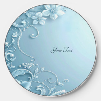 Blue Decorative Floral Wireless Charger