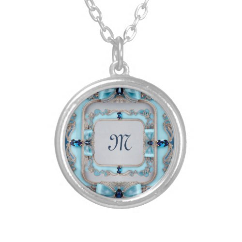 Blue Decorative Frame Necklace