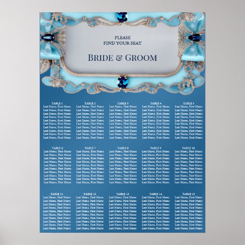 Blue Decorative Frame Seating Chart