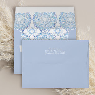 Blue Decorative Geometric Pattern Square Envelope