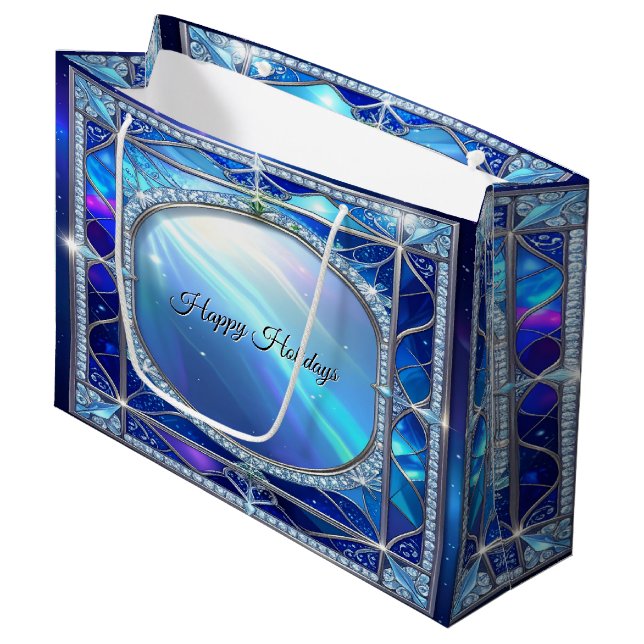 Blue Decorative Gift Bag (Front Angled)