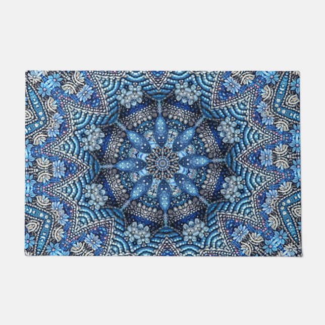 Blue Decorative Holiday Doormat (Front)