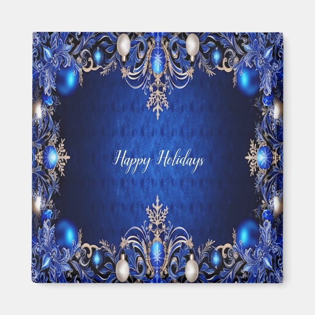 Blue Decorative Holiday Magnet (Front)