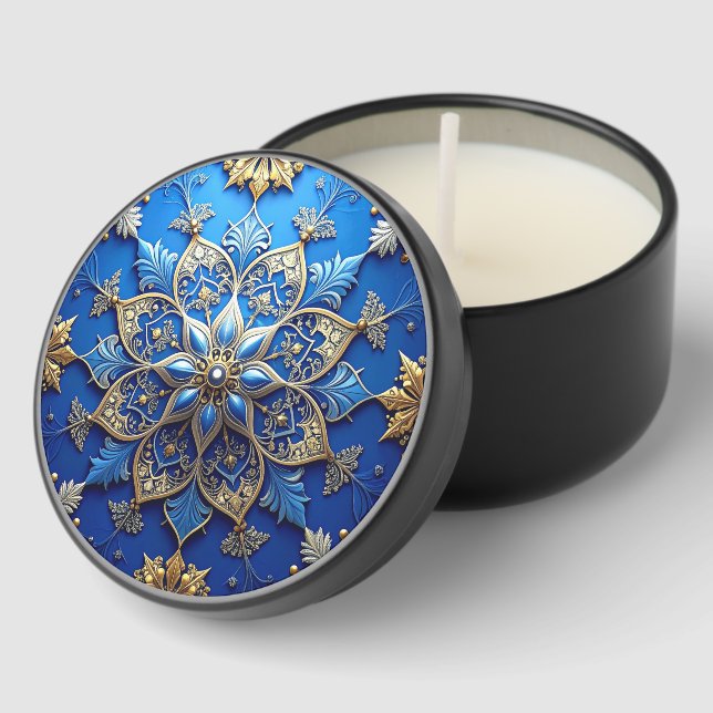 Blue Decorative Holiday Mini Candle Favors (Corner)