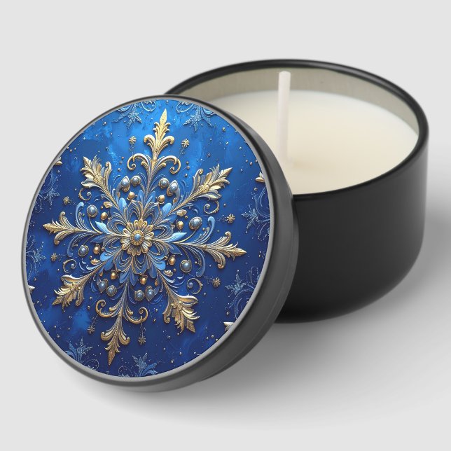 Blue Decorative Holiday Mini Candle Favors (Corner)