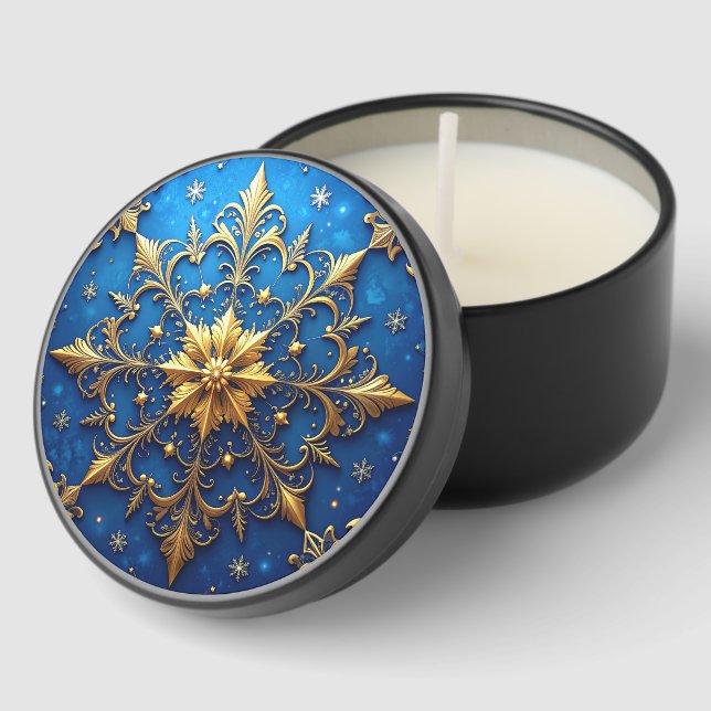 Blue Decorative Holiday Mini Candle Favors (Corner)