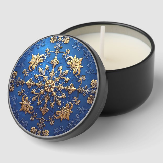 Blue Decorative Holiday Mini Candle Favors (Corner)