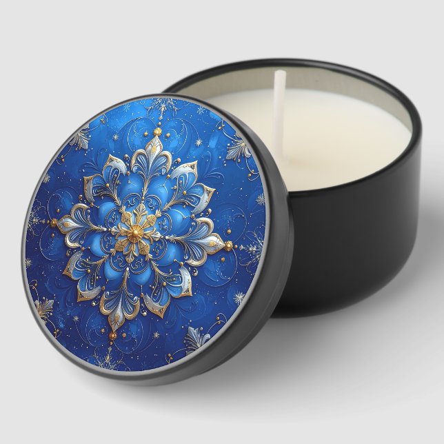 Blue Decorative Holiday Mini Candle Favors (Corner)