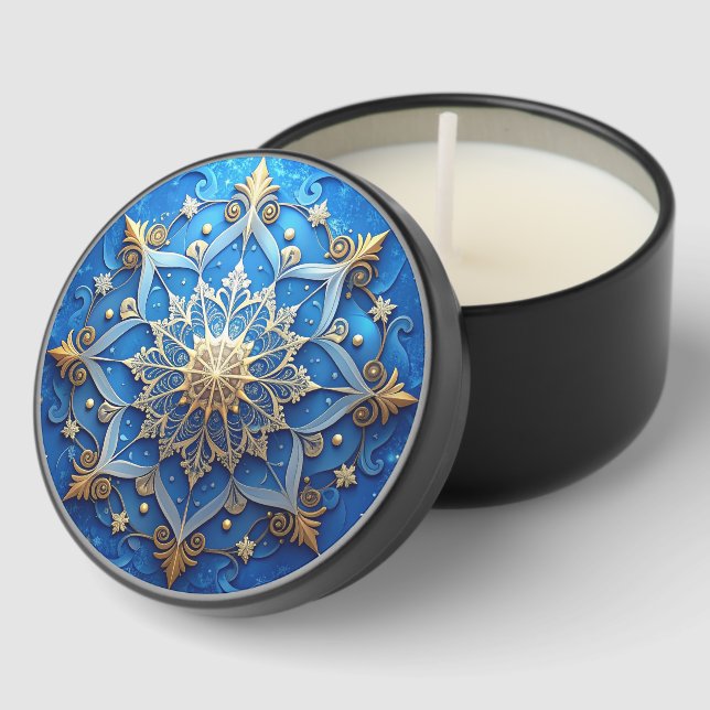 Blue Decorative Holiday Mini Candle Favors (Corner)