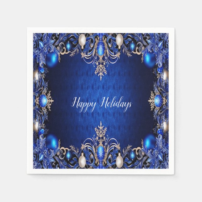 Blue Decorative Holiday Napkin (Front)