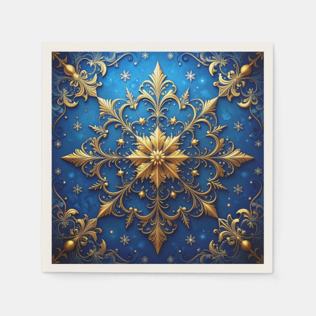 Blue Decorative Holiday Napkin (Front)