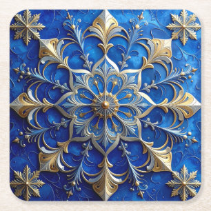 Blue Decorative Holiday Paper Coaster